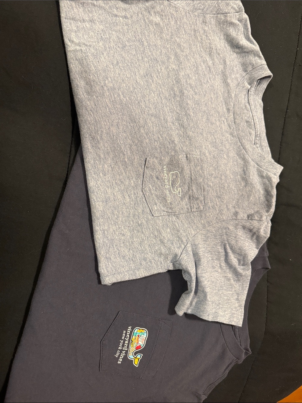 Vineyard Vines Kids Short Sleeve Pocket Tees - Heather Gray & Navy
